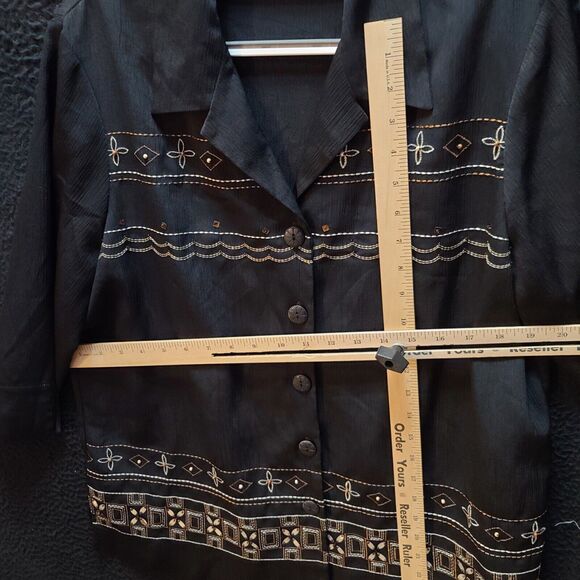 TanJay Womens Jacket Multicolor Size 12 100% Polyester Long Sleeve Button Close - Picture 3 of 12